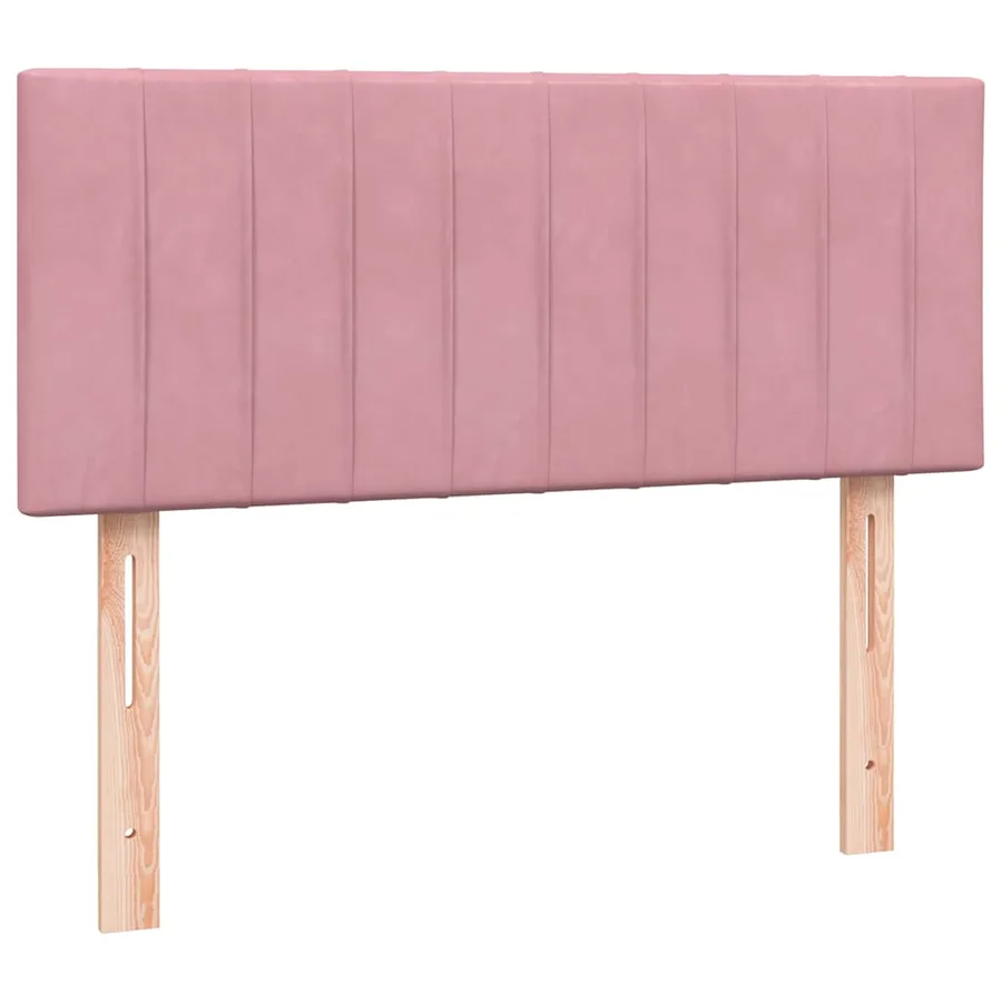 Sommier à lattes de lit avec matelas et LED rose 120x220 cm velours - 7