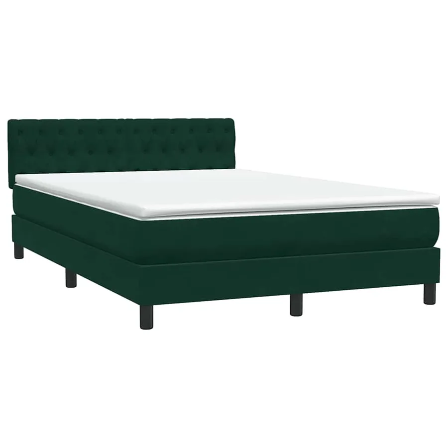 Sommier à lattes de lit et matelas et LED vert foncé 160x220cm velours - 5