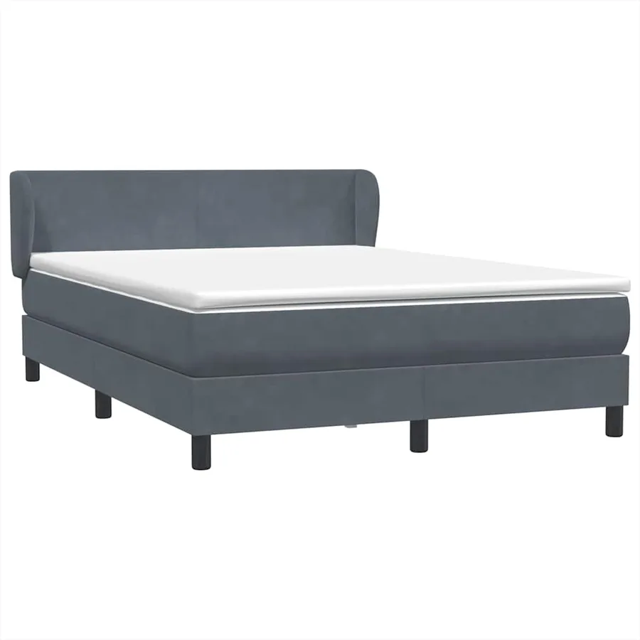 Sommier à lattes de lit et matelas gris foncé 160x220cm velours - 2