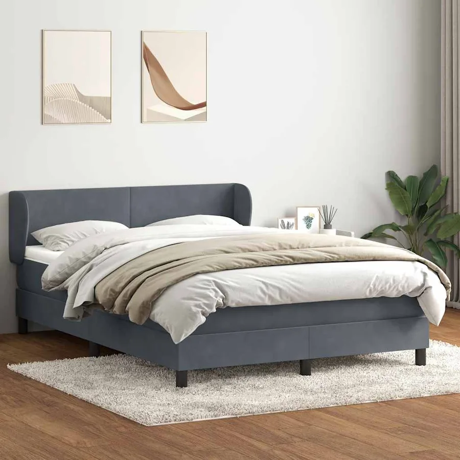 Sommier à lattes de lit et matelas gris foncé 160x220cm velours - 3