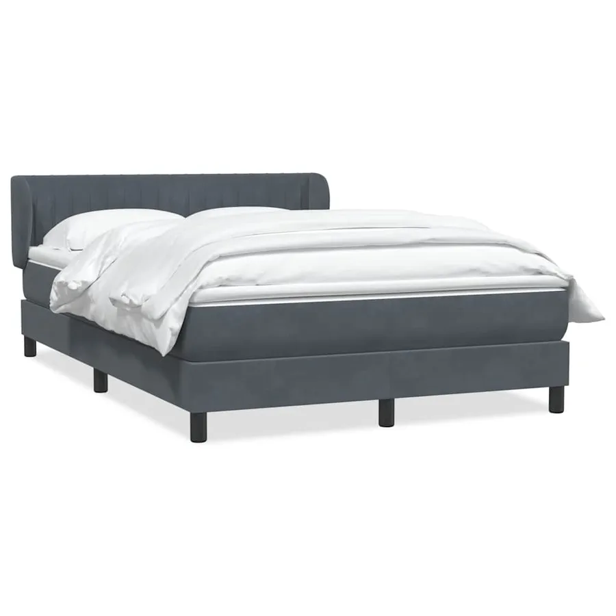 Sommier à lattes de lit et matelas gris foncé 160x220cm velours - 2