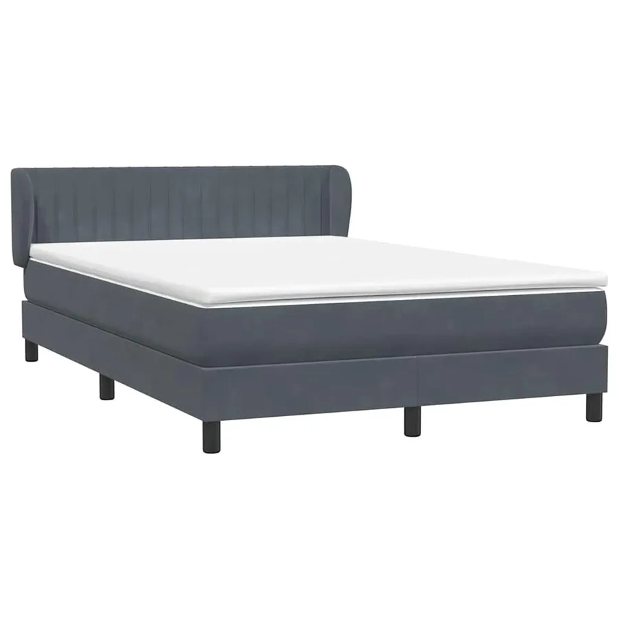 Sommier à lattes de lit et matelas gris foncé 160x220cm velours - 4
