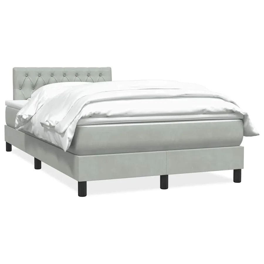 Sommier à lattes de lit et matelas gris clair 120x220cm velours - 2