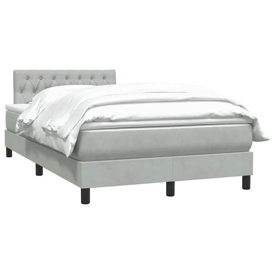 Sommier à lattes de lit et matelas gris clair 120x220cm velours - 3