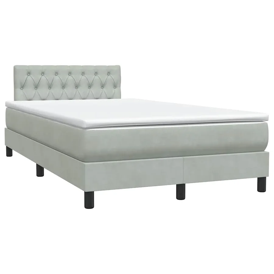 Sommier à lattes de lit et matelas gris clair 120x220cm velours - 4