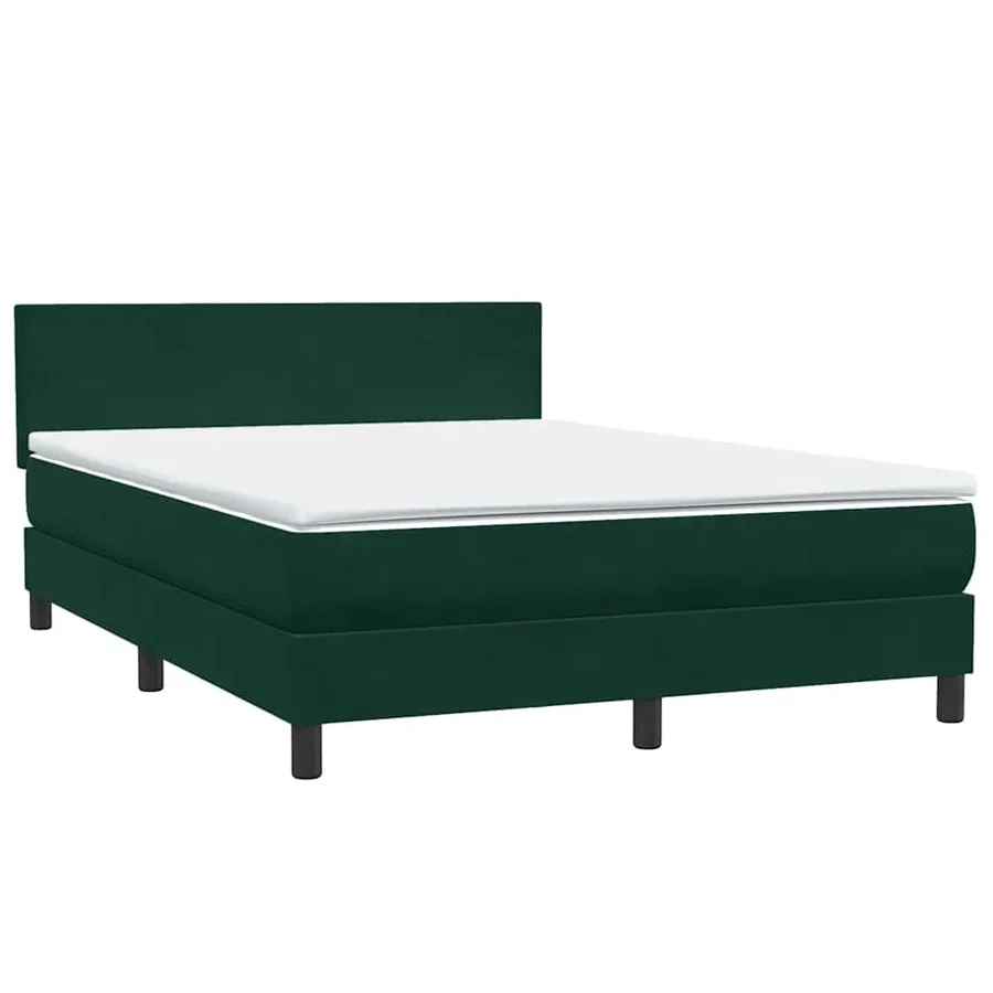 Sommier à lattes de lit et matelas et LED vert foncé 160x220cm velours - 5