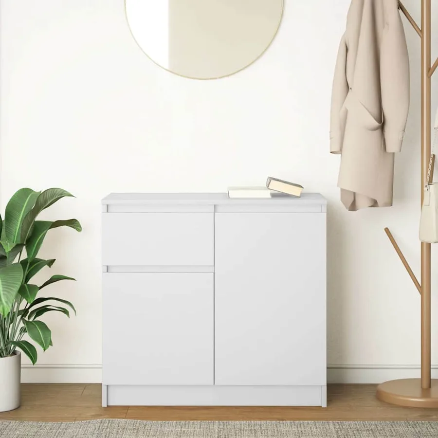Buffet avec tiroir blanc 71x35x65 cm bois d'ingénierie - 3