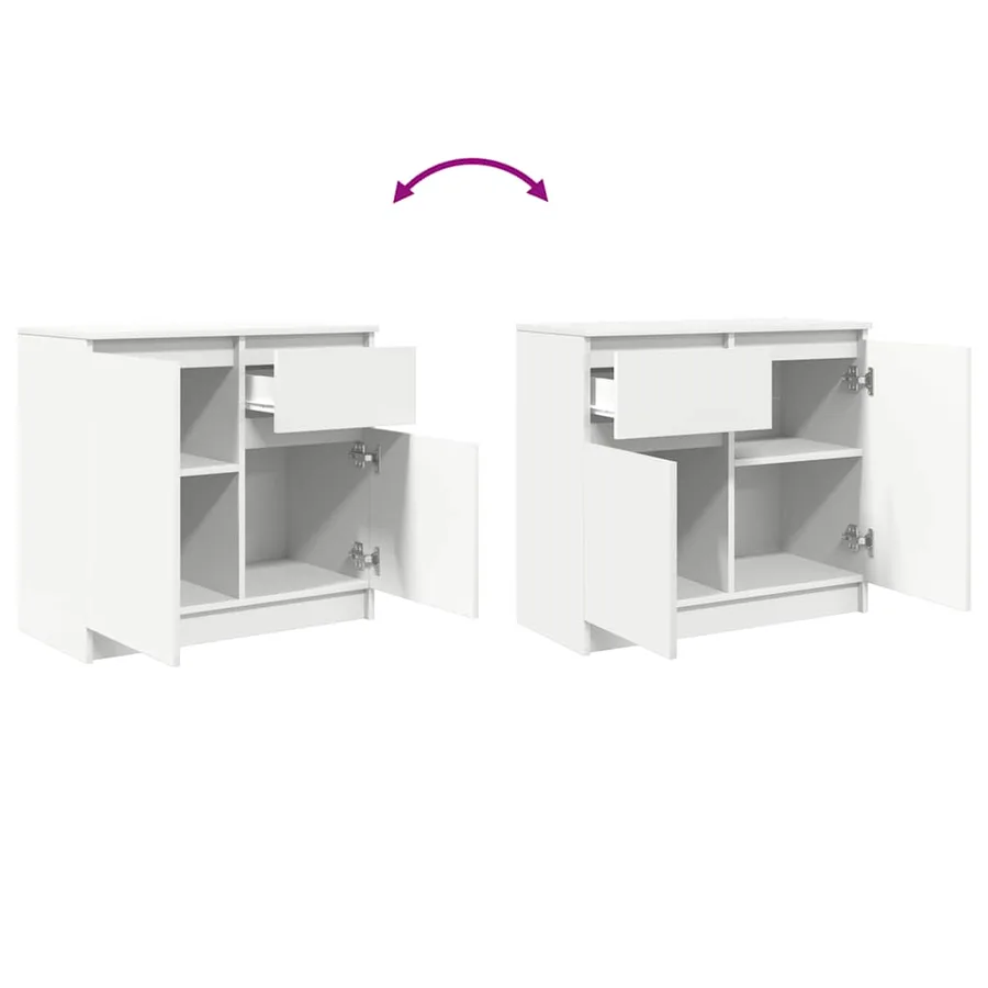 Buffet avec tiroir blanc 71x35x65 cm bois d'ingénierie - 9