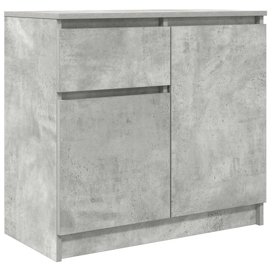 Buffet avec tiroir gris béton 71x35x65 cm bois d'ingénierie - 2