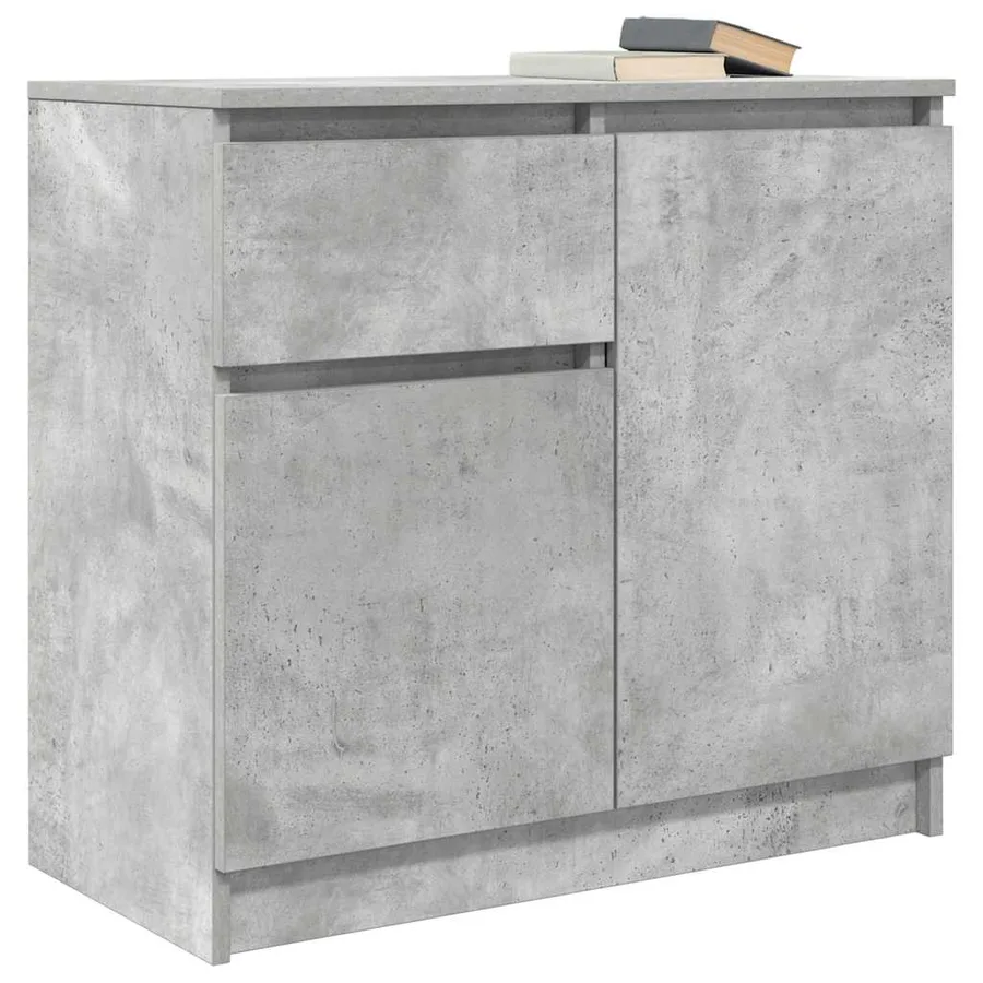 Buffet avec tiroir gris béton 71x35x65 cm bois d'ingénierie - 4