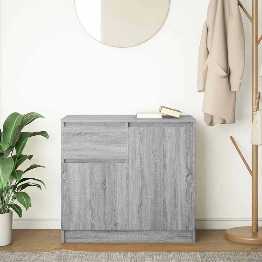 Buffet avec tiroir sonoma gris 71x35x65 cm bois d'ingénierie - 3