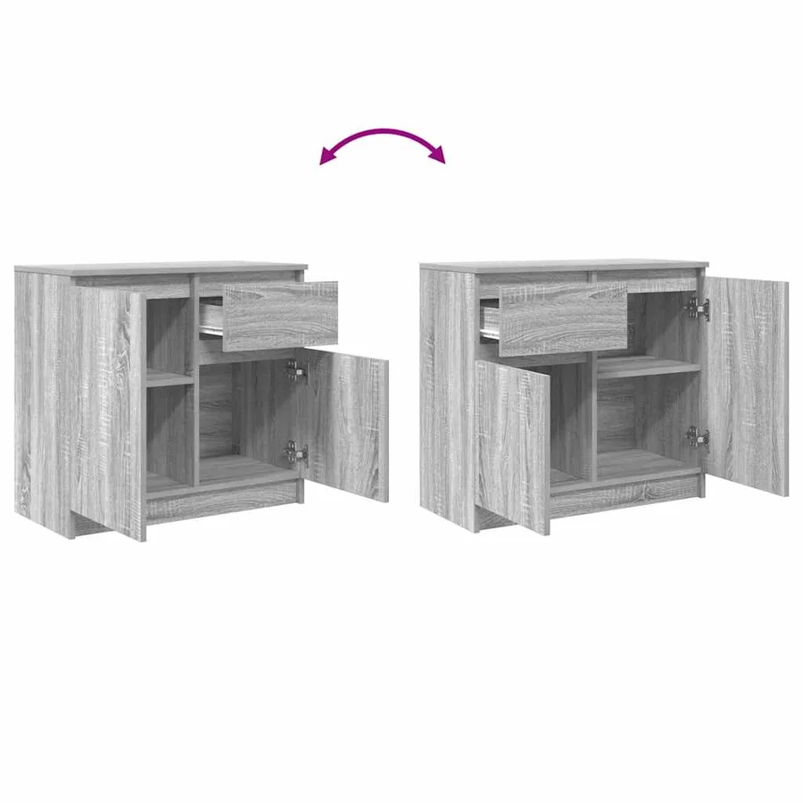 Buffet avec tiroir sonoma gris 71x35x65 cm bois d'ingénierie - 9