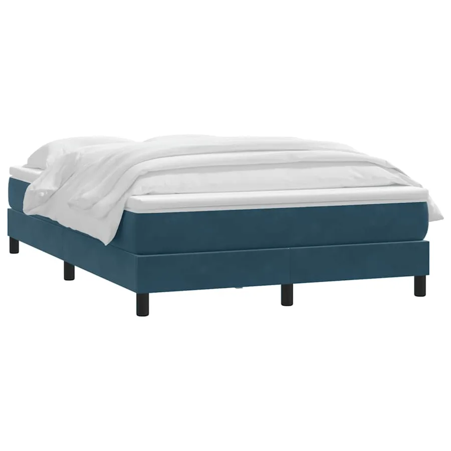 Sommier à lattes de lit et matelas bleu foncé 140x220cm velours - 3