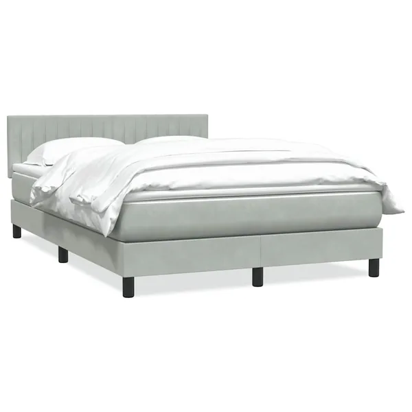 Sommier à lattes de lit et matelas gris clair 140x220cm velours