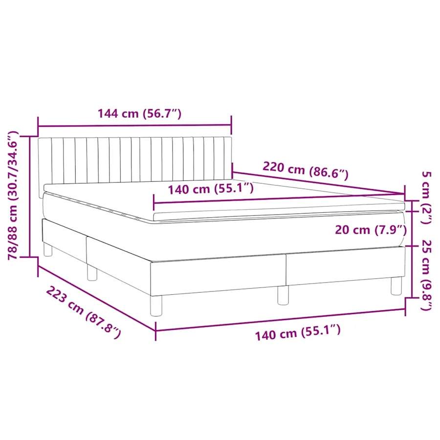 Sommier à lattes de lit et matelas gris clair 140x220cm velours - 12