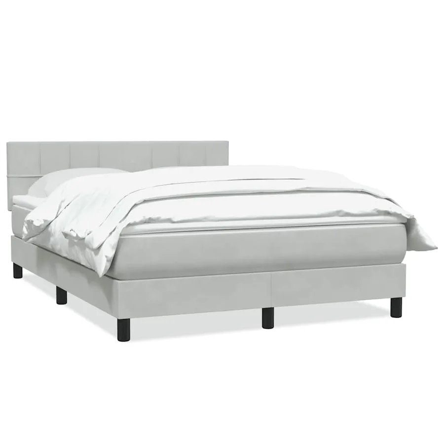 Sommier à lattes de lit et matelas gris clair 140x220cm velours - 2