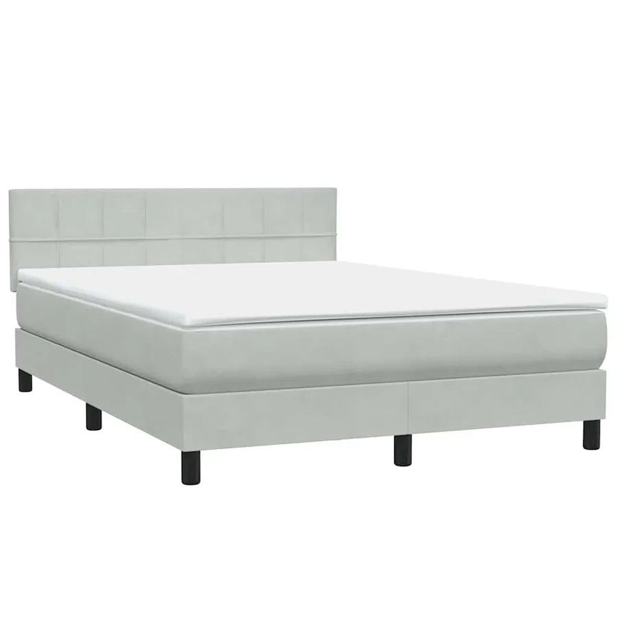 Sommier à lattes de lit et matelas gris clair 140x220cm velours - 4