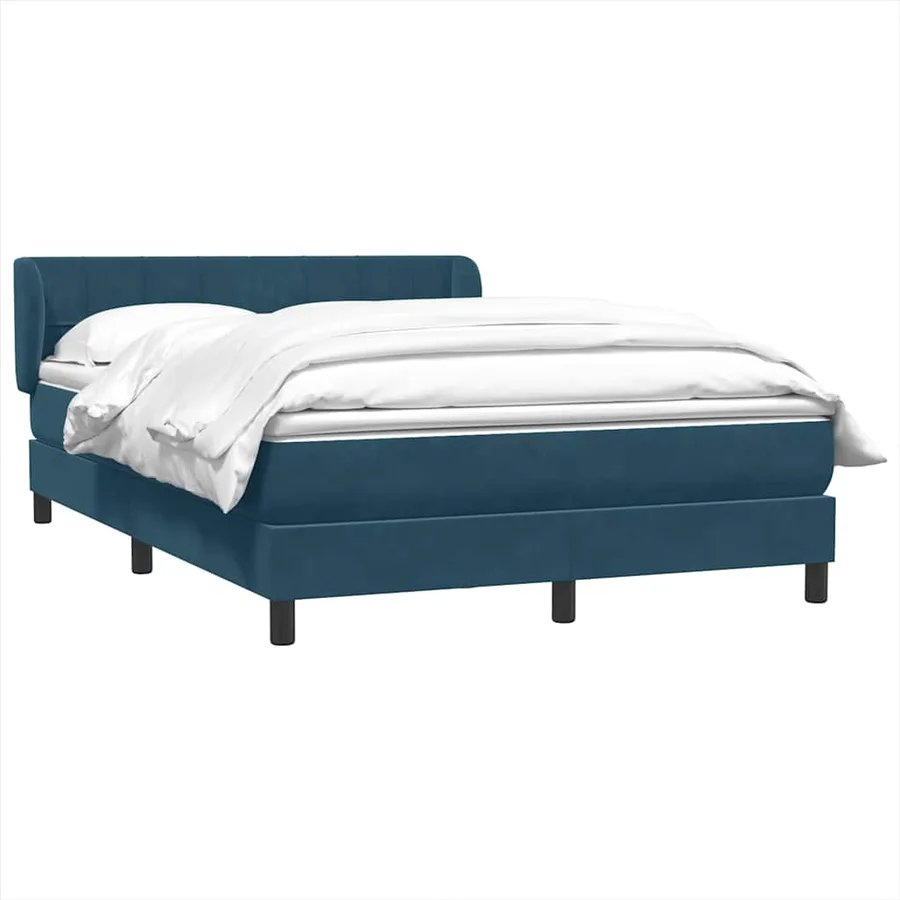 Sommier à lattes de lit et matelas bleu foncé 140x220cm velours - 3