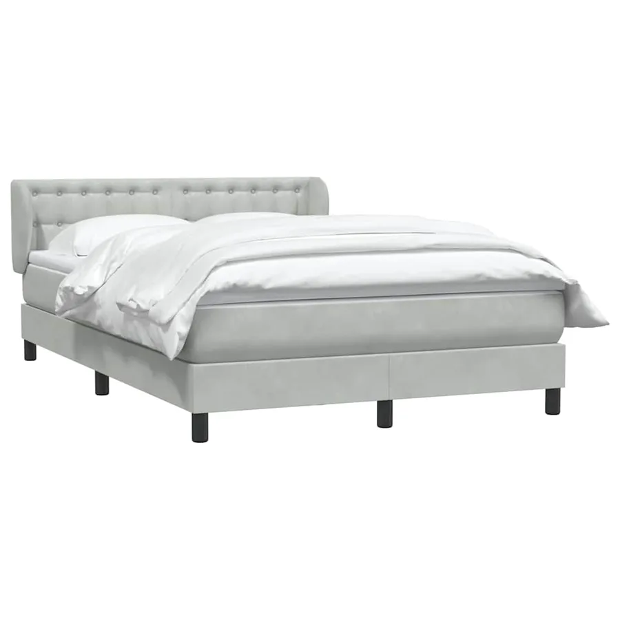 Sommier à lattes de lit et matelas gris clair 140x220cm velours - 3