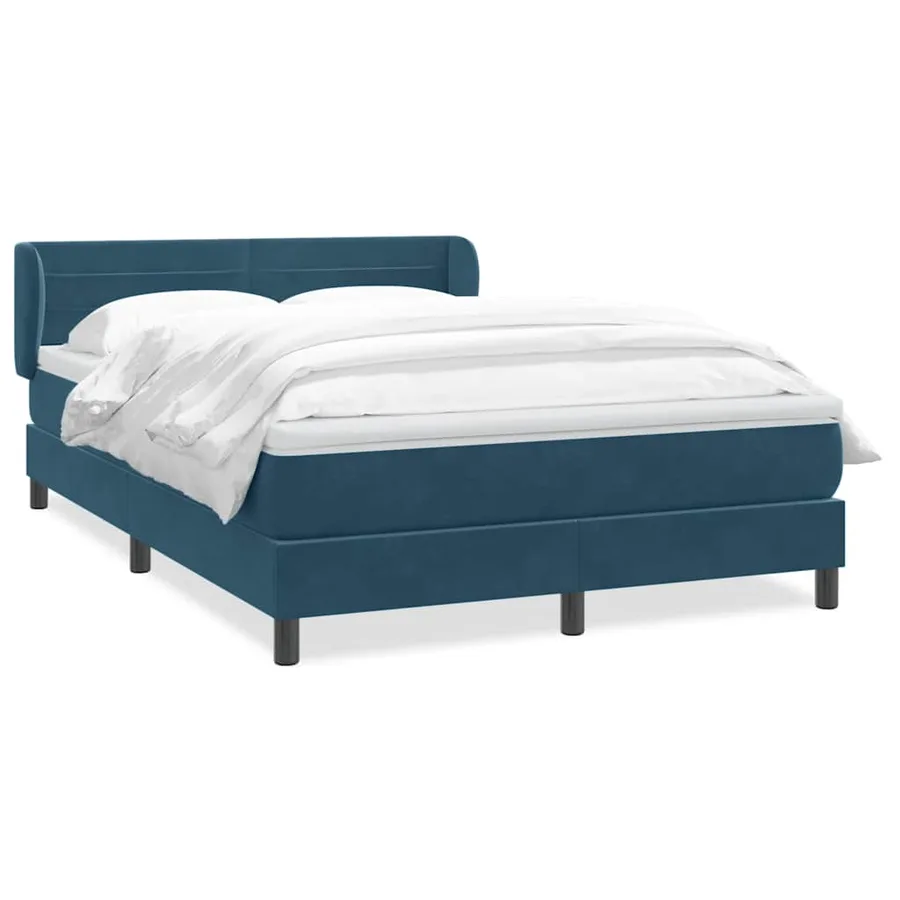 Sommier à lattes de lit et matelas bleu foncé 140x220cm velours - 2