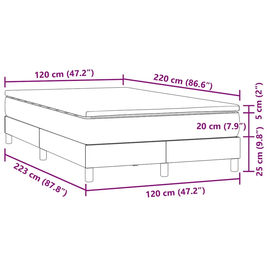 Sommier à lattes de lit avec matelas noir 120x220 cm velours - 11
