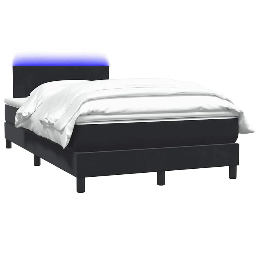 Sommier à lattes de lit avec matelas et LED noir 120x220 cm velours - 3