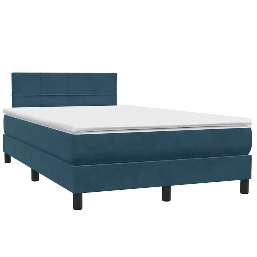 Sommier à lattes de lit et matelas bleu foncé 120x220cm velours - 4