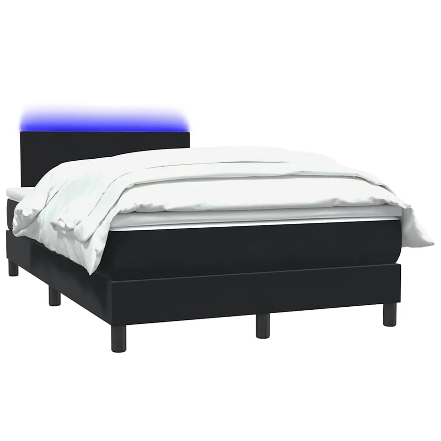Sommier à lattes de lit avec matelas et LED noir 120x220 cm velours - 3
