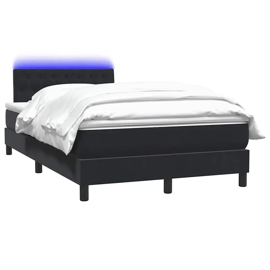 Sommier à lattes de lit avec matelas et LED noir 120x220 cm velours - 3