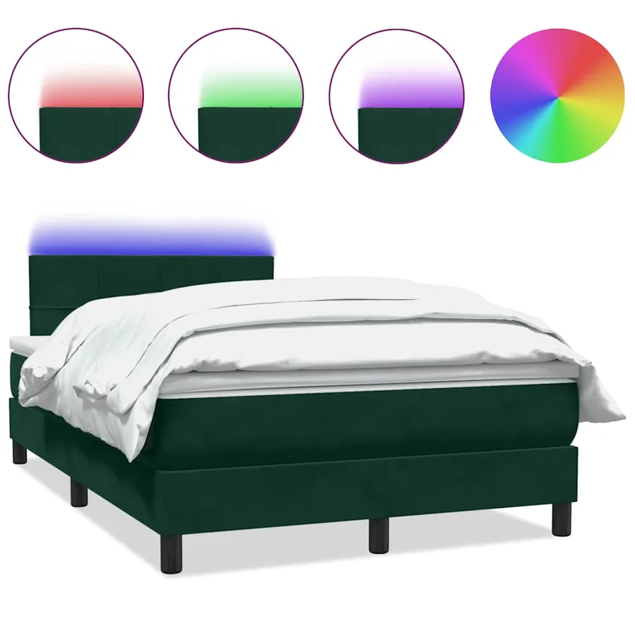 Sommier à lattes de lit et matelas et LED vert foncé 120x220cm velours - 2