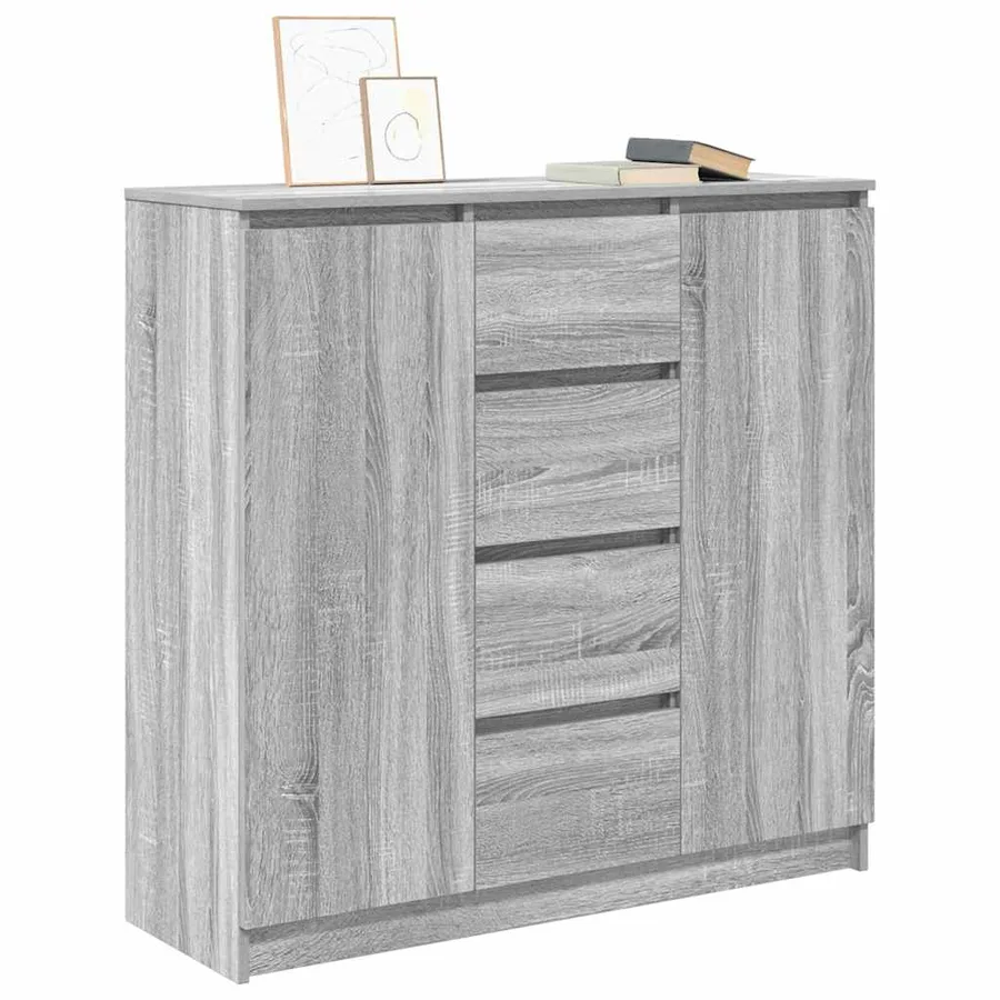 Buffet et tiroirs sonoma gris 100,5x35x98,5cm bois d'ingénierie - 4