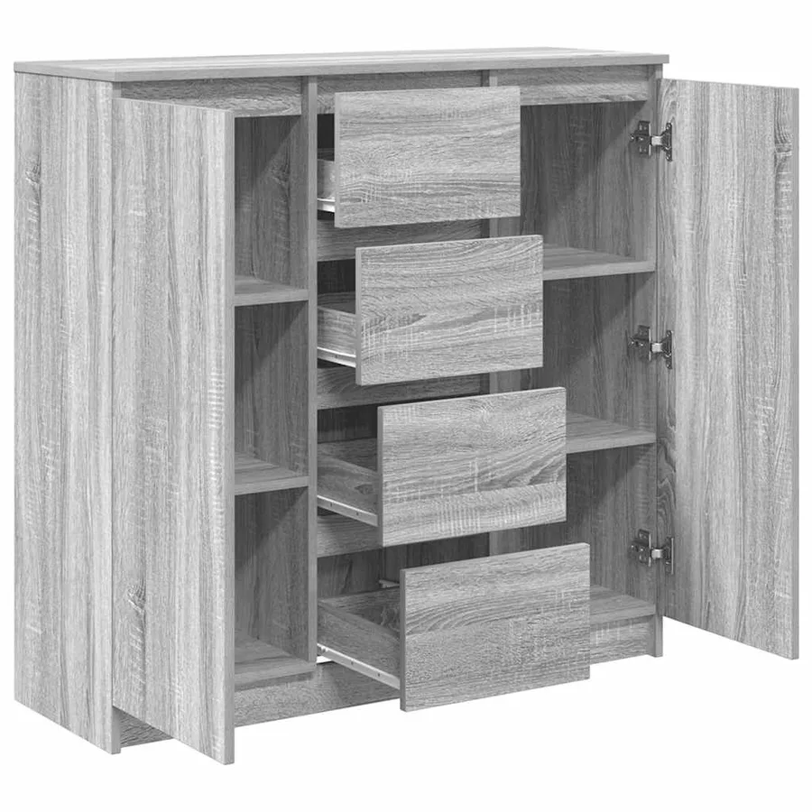 Buffet et tiroirs sonoma gris 100,5x35x98,5cm bois d'ingénierie - 5