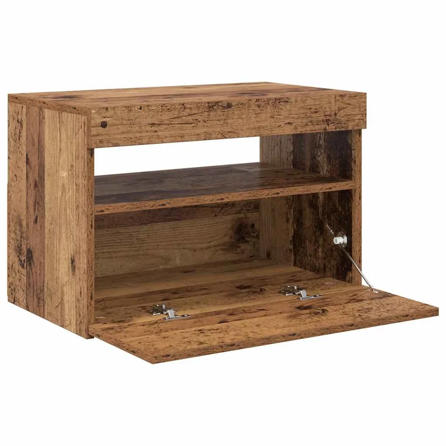 Meuble TV avec lumières LED vieux bois bois d'ingénierie - 15