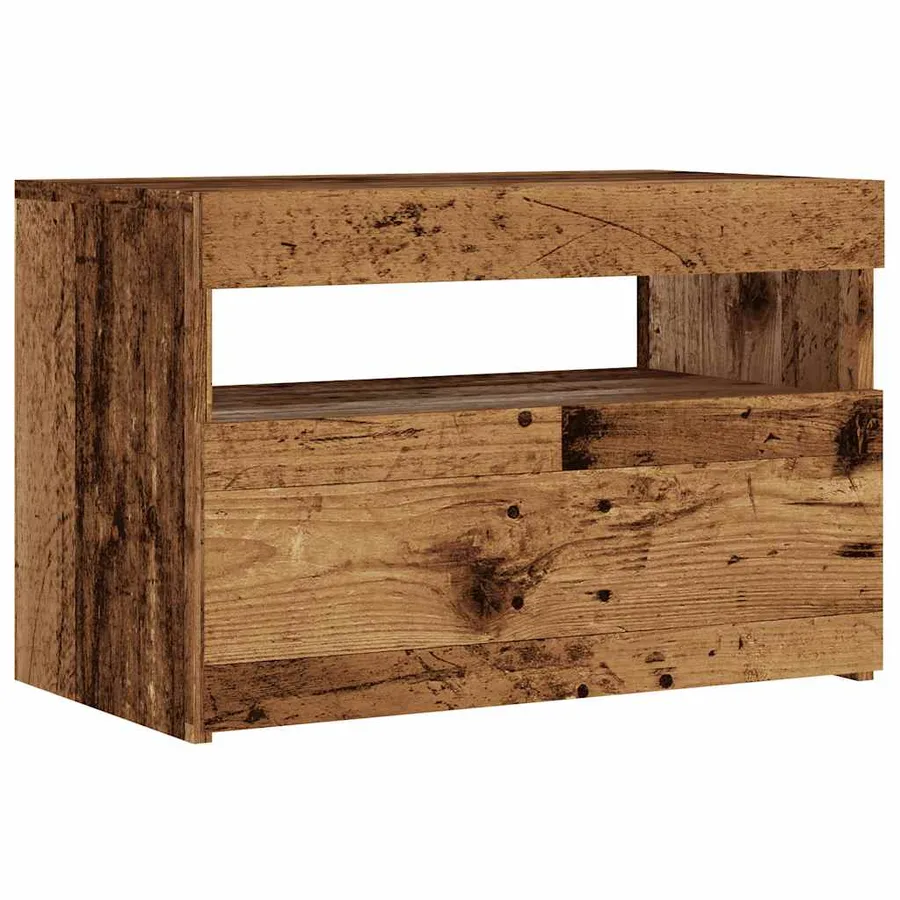 Meuble TV avec lumières LED vieux bois bois d'ingénierie - 6