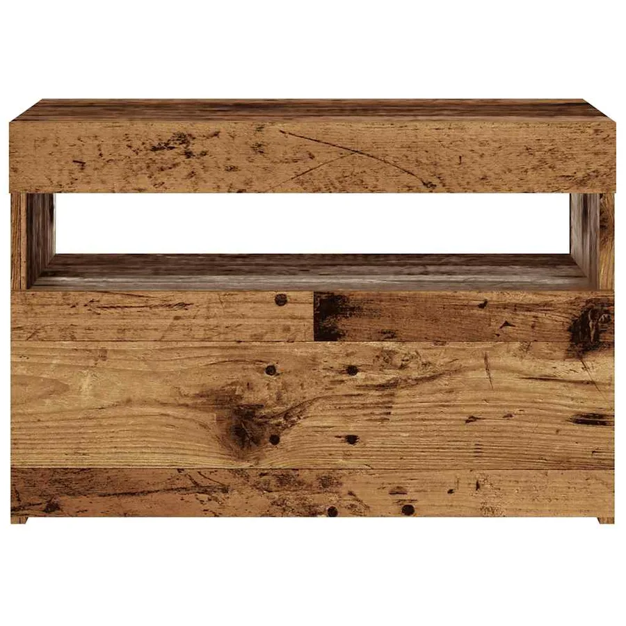 Meuble TV avec lumières LED vieux bois bois d'ingénierie - 7