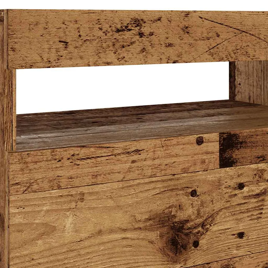 Meuble TV avec lumières LED vieux bois bois d'ingénierie - 8
