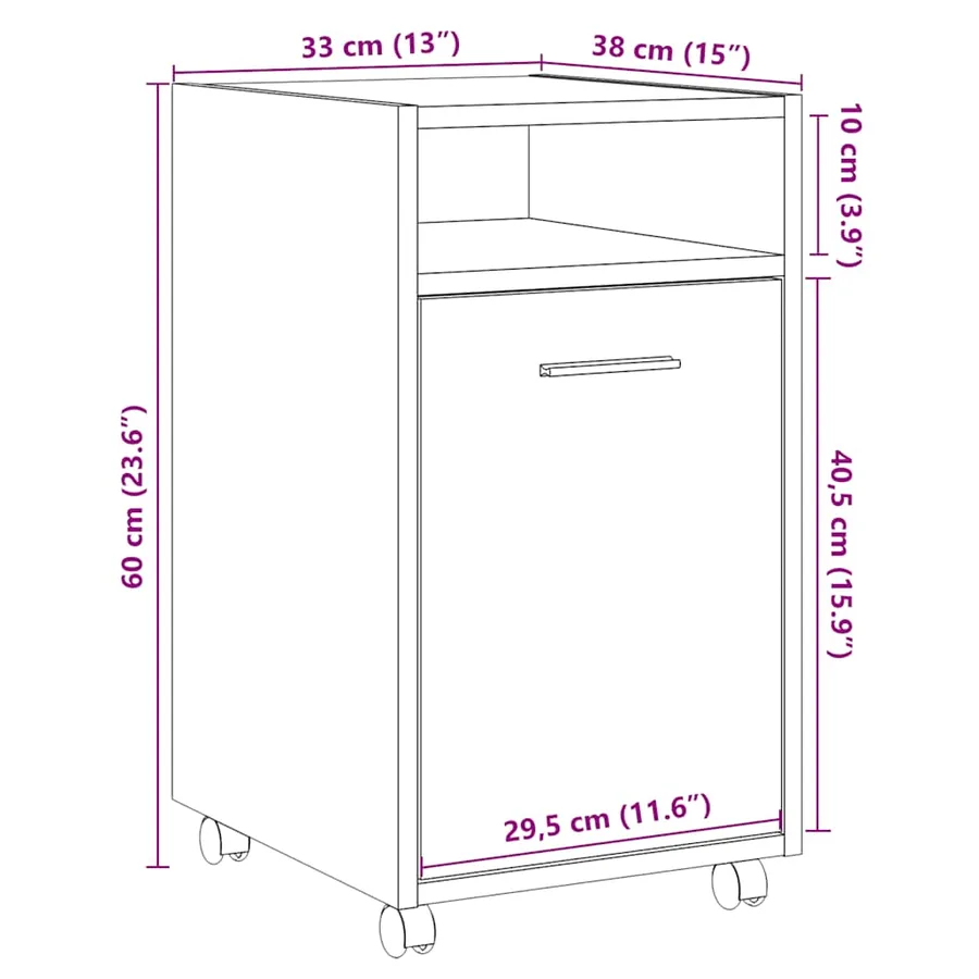 Armoire avec roues vieux bois 33x38x60 cm bois d'ingénierie - 11