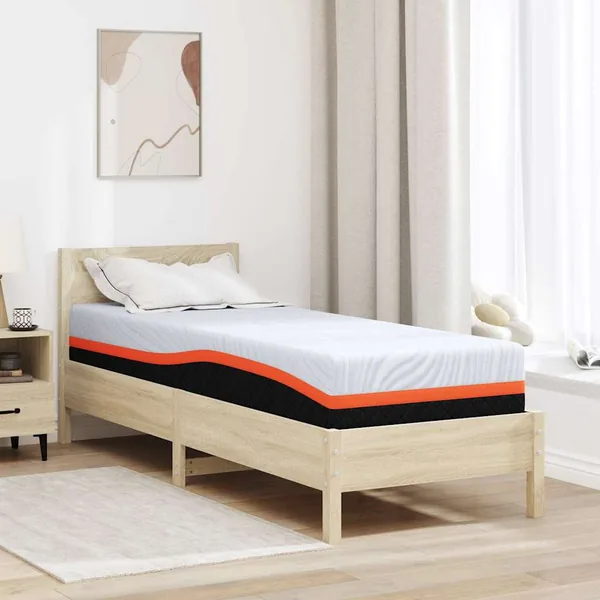 Matelas Blanc et Gris 80 x 200 cm Tissu jacquard