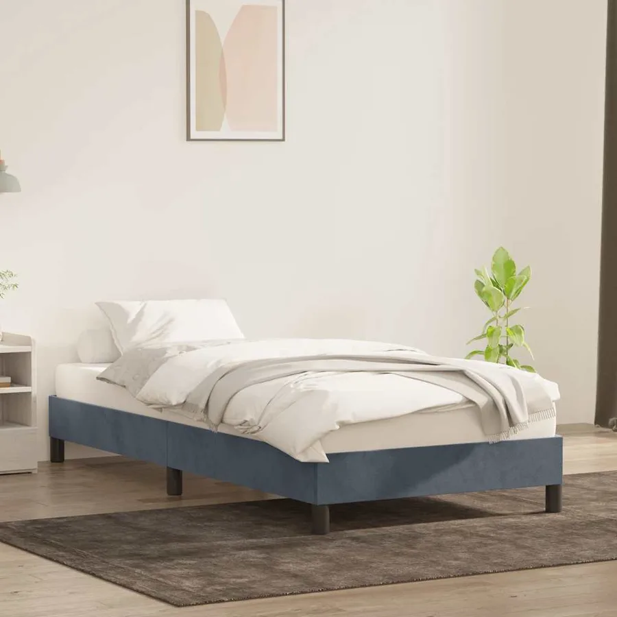 Cadre de lit sans matelas gris foncé 100x220 cm velours - 3