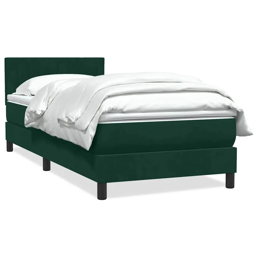 Sommier à lattes de lit et matelas vert foncé 100x220cm velours