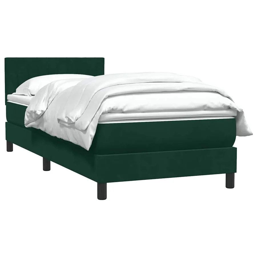 Sommier à lattes de lit et matelas vert foncé 100x220cm velours - 4