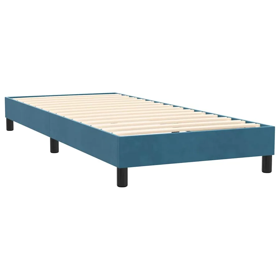 Sommier à lattes de lit et matelas bleu foncé 100x220cm velours - 5