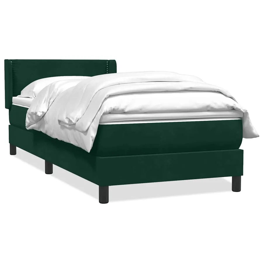Sommier à lattes de lit et matelas vert foncé 100x220cm velours - 2