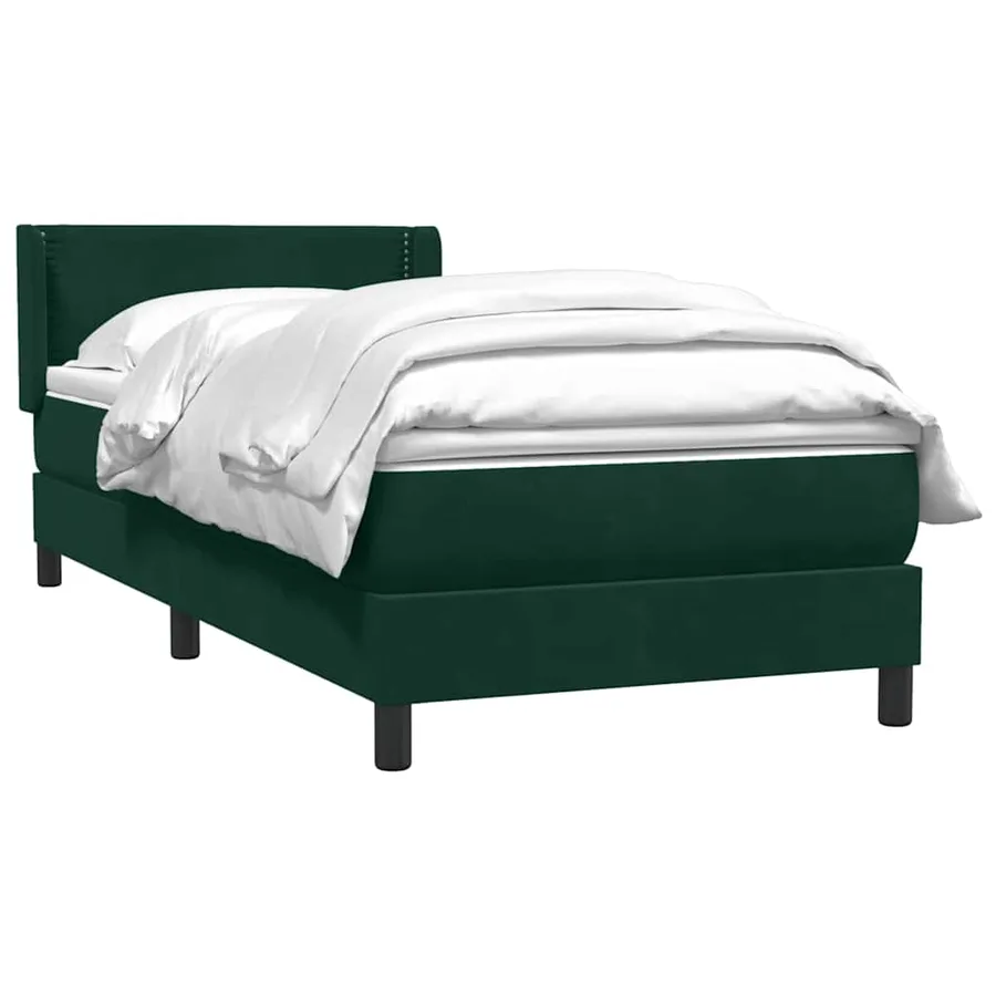 Sommier à lattes de lit et matelas vert foncé 100x220cm velours - 3