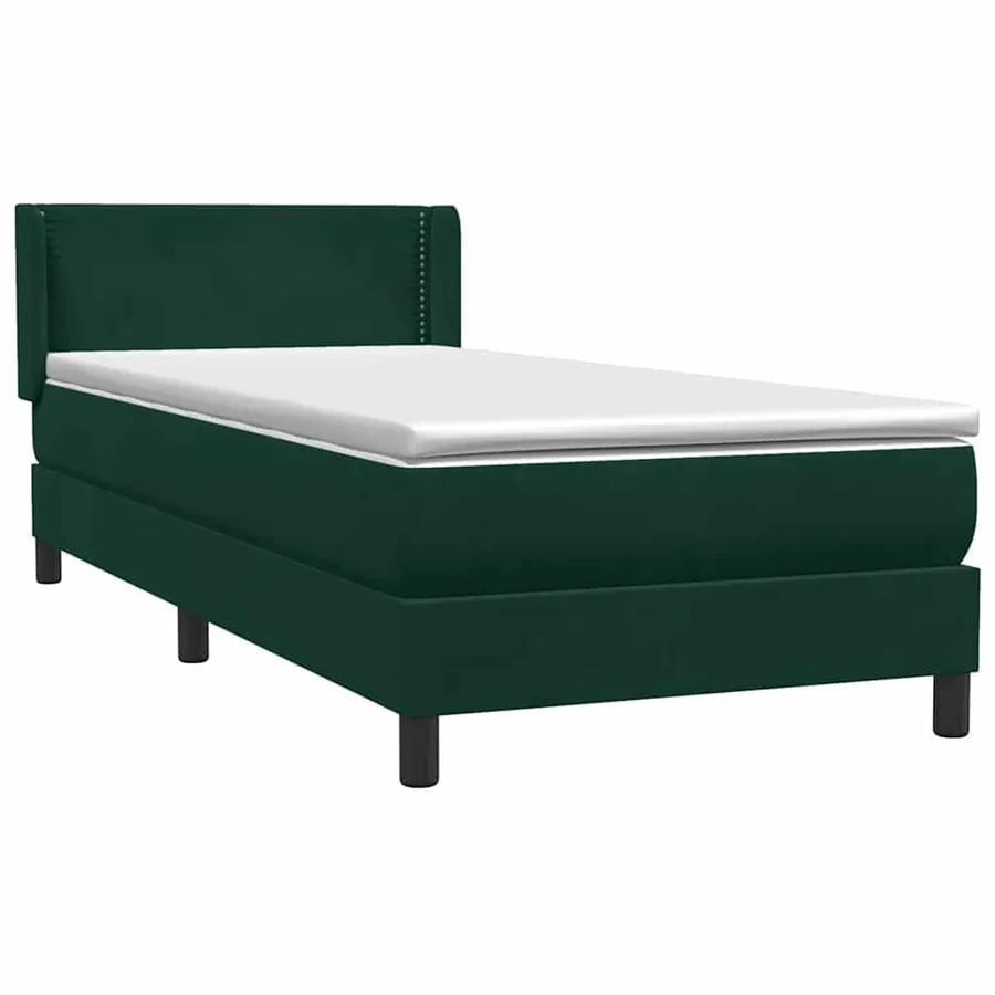 Sommier à lattes de lit et matelas vert foncé 100x220cm velours - 4