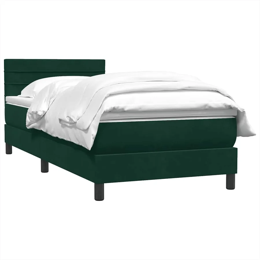 Sommier à lattes de lit et matelas vert foncé 100x220cm velours - 3