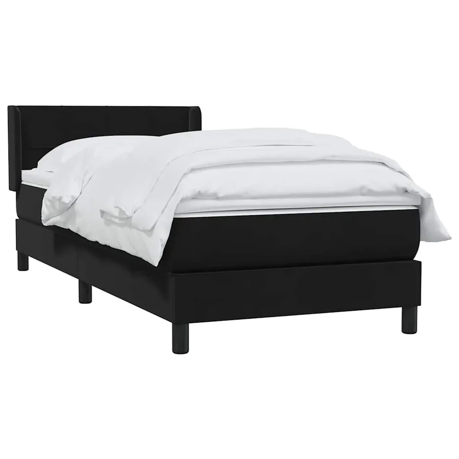 Sommier à lattes de lit avec matelas noir 100x220 cm velours - 3