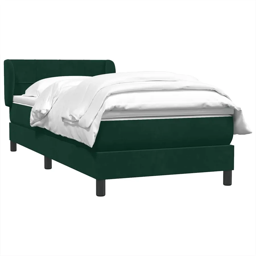 Sommier à lattes de lit et matelas vert foncé 100x220cm velours - 3
