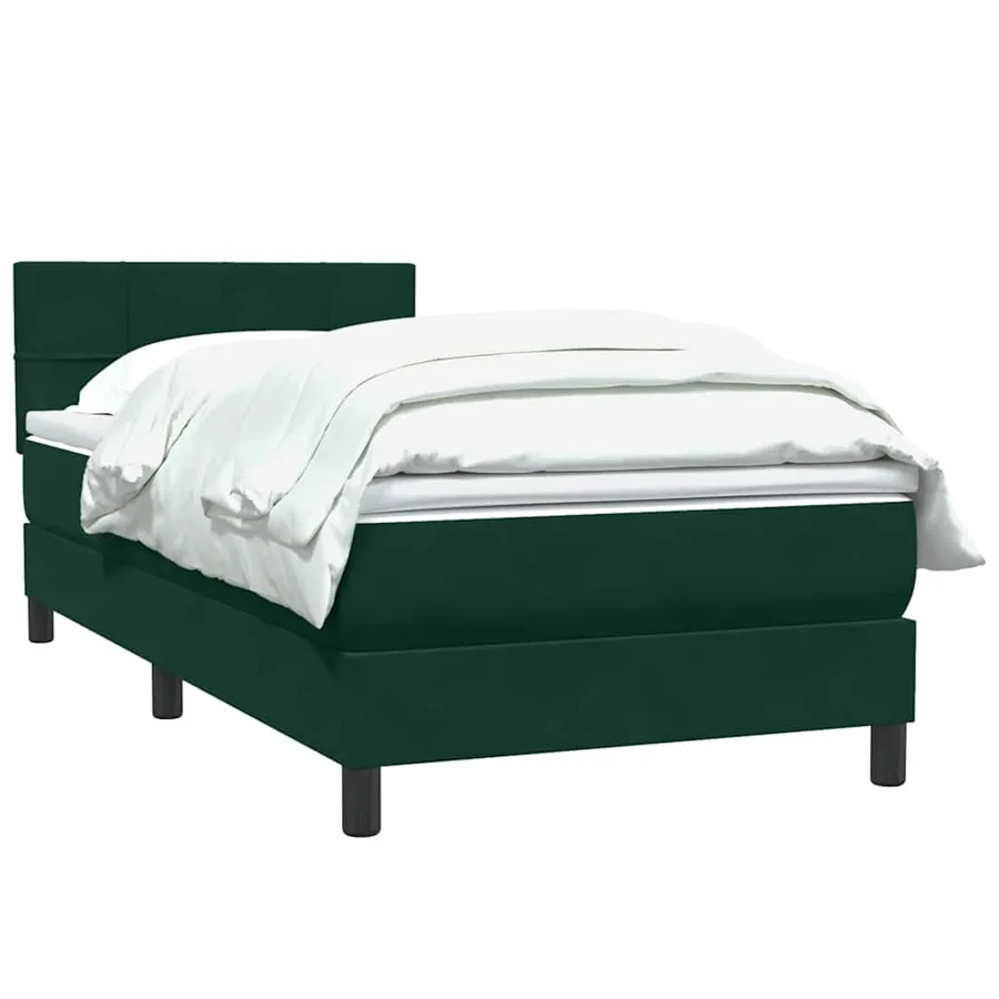 Sommier à lattes de lit et matelas vert foncé 100x220cm velours - 3