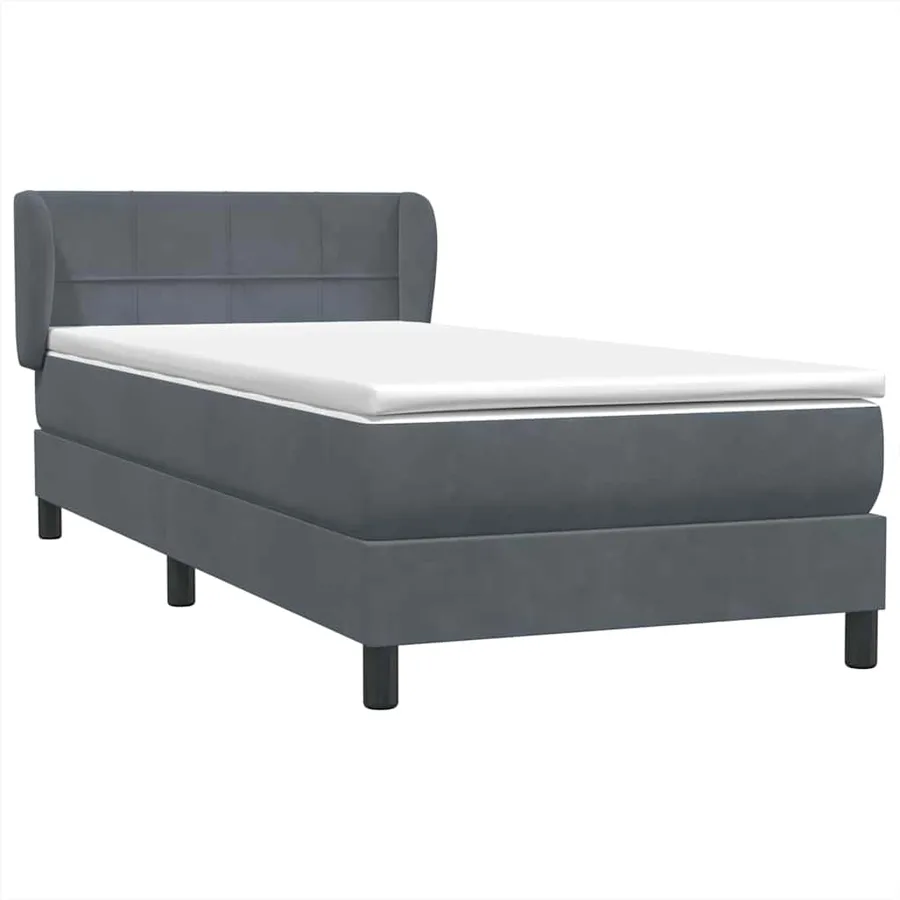 Sommier à lattes de lit et matelas gris foncé 100x220cm velours - 4